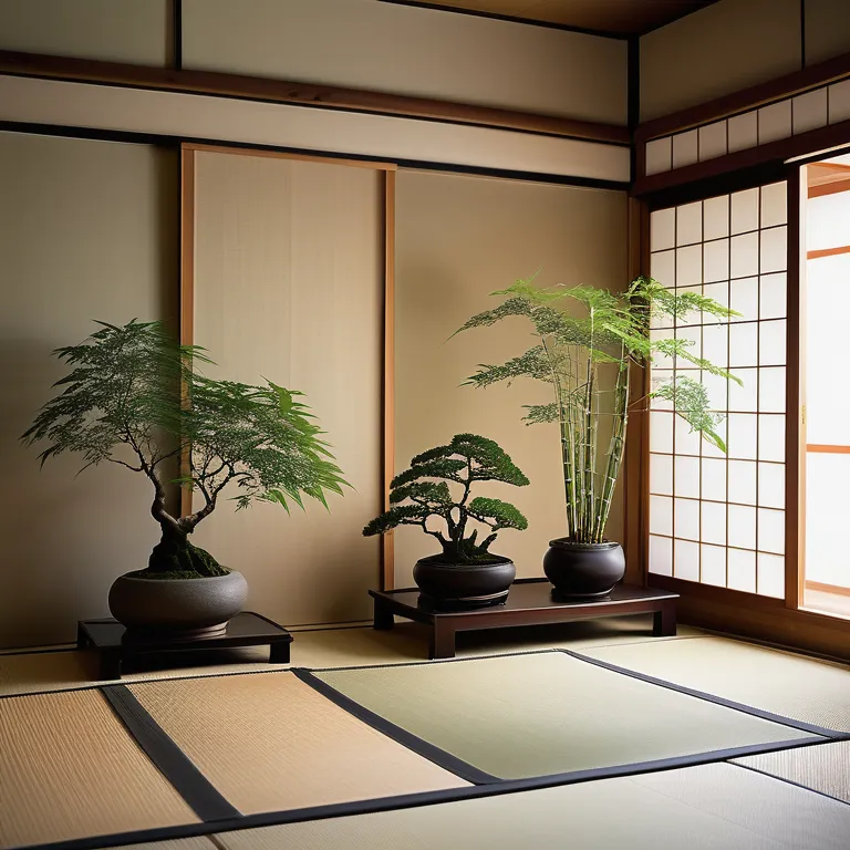 A variety of potted indoor plants on wooden shelves against a white wall